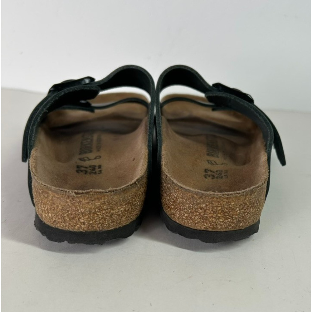 Birkenstock Arizona Black Leather Black Buckle Sandal Women's 7 EU 37 - Picture 7 of 13